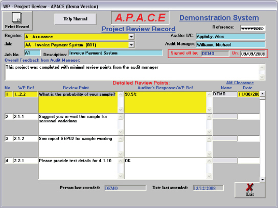 apace, audit program, audi software, time sheet, audit, control, internal audit software, report, internal management program